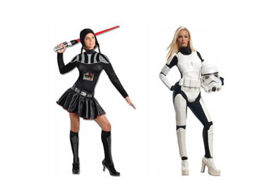 Rubies Darth Vaders dress and Ladies Stormtrooper costume from JediRobeAmerica